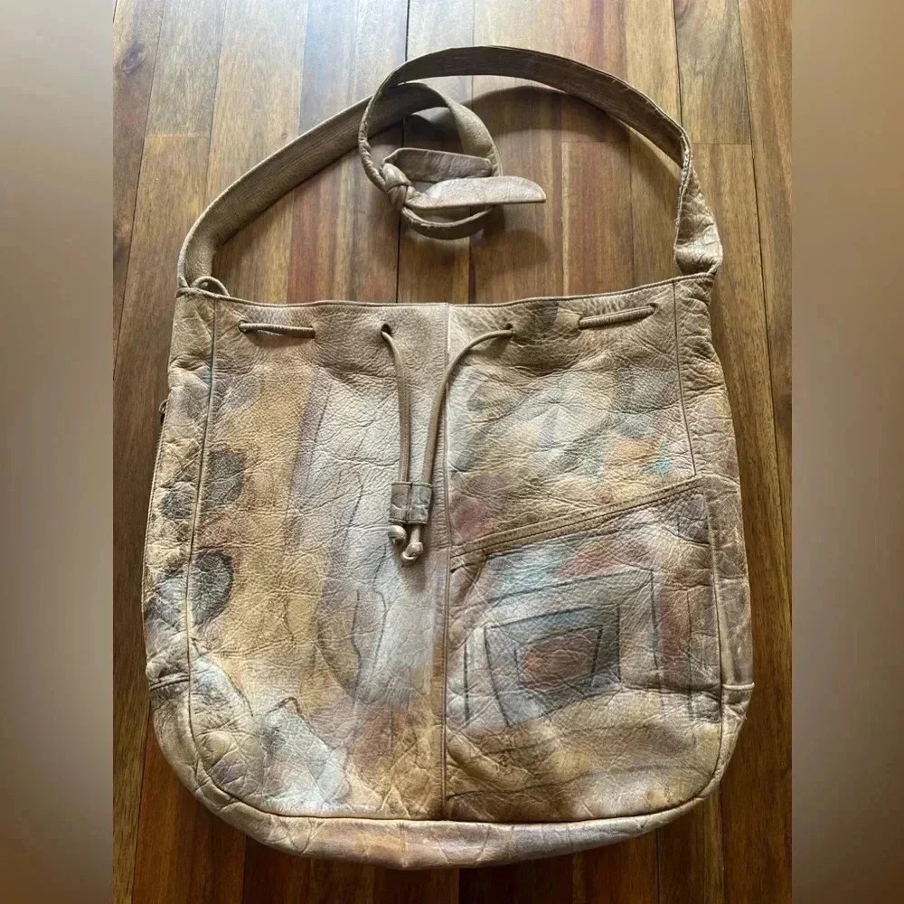 Vintage Jane Yoo Wearable Art Leather Handbag Artist Purse